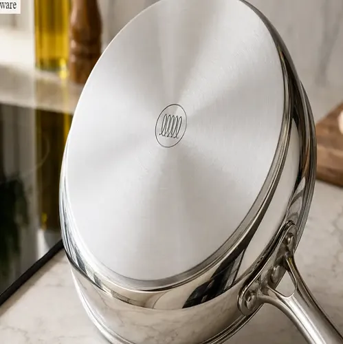 Pan with solid iron base — good for induction